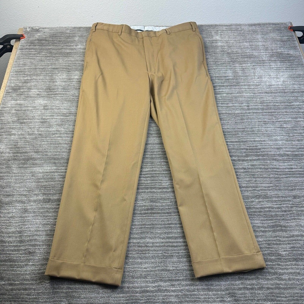 Ben Silver Charleston Pants Mens 36x28 Beige Tan Khaki Pants Wool Made In Italy